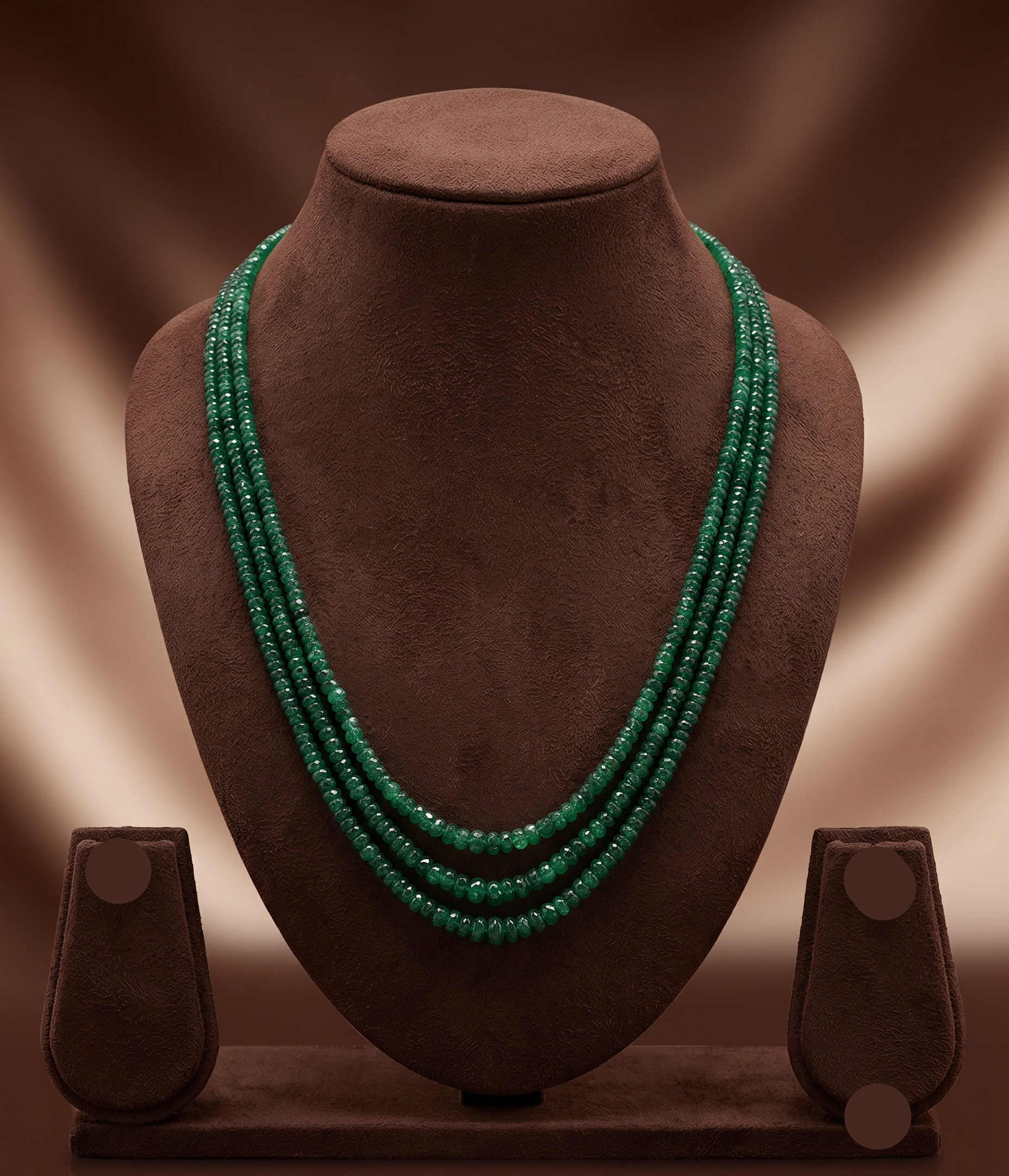 Emerald Whisper , Faceted Green Bead Multi-Strand Necklace
