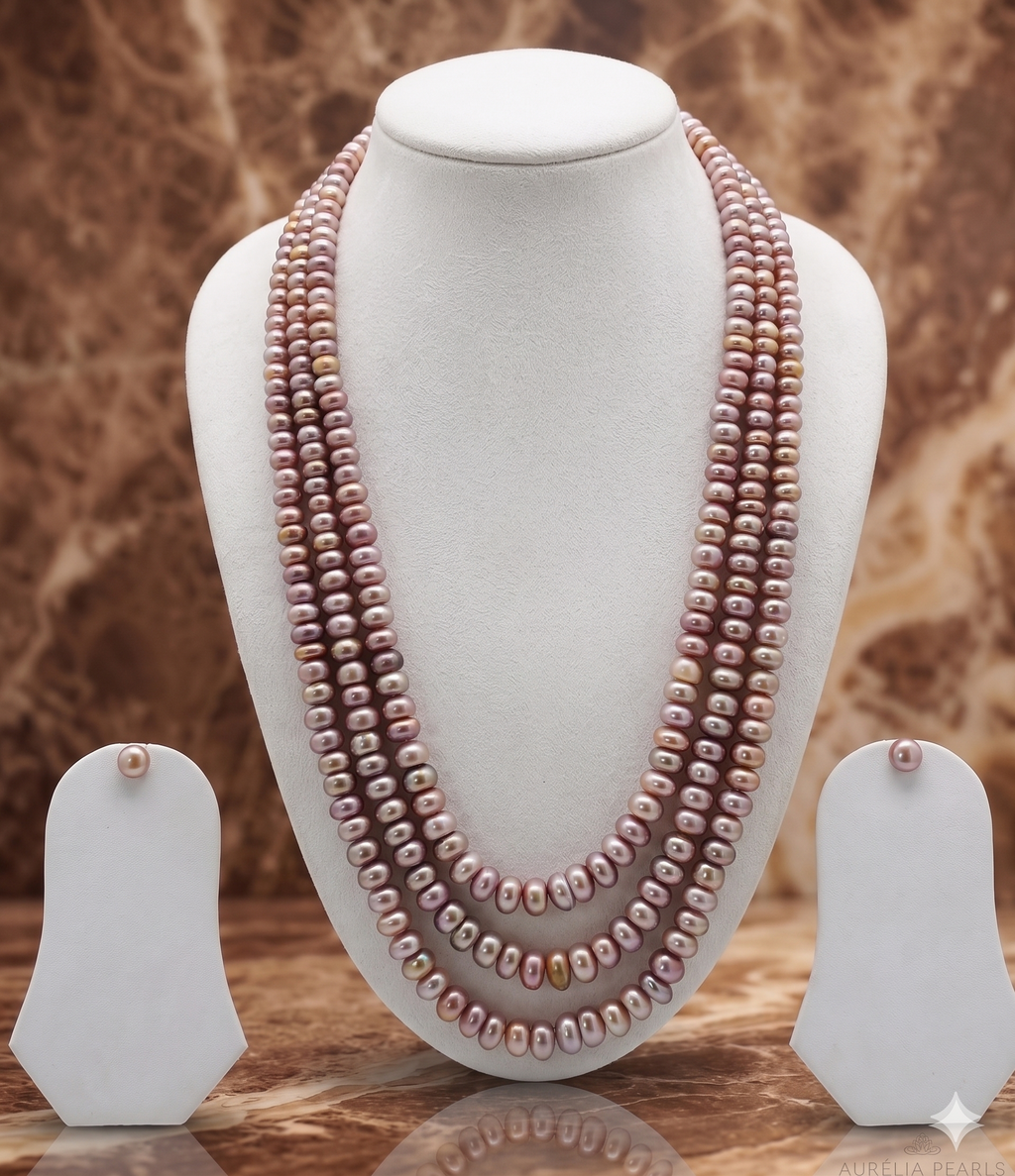 Pink Cascade Elegance Pearls Necklace