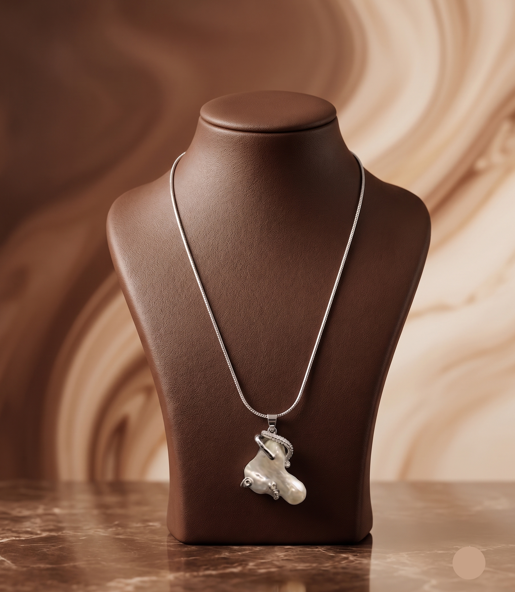 Baroque Pearl Silver Pendant Chain