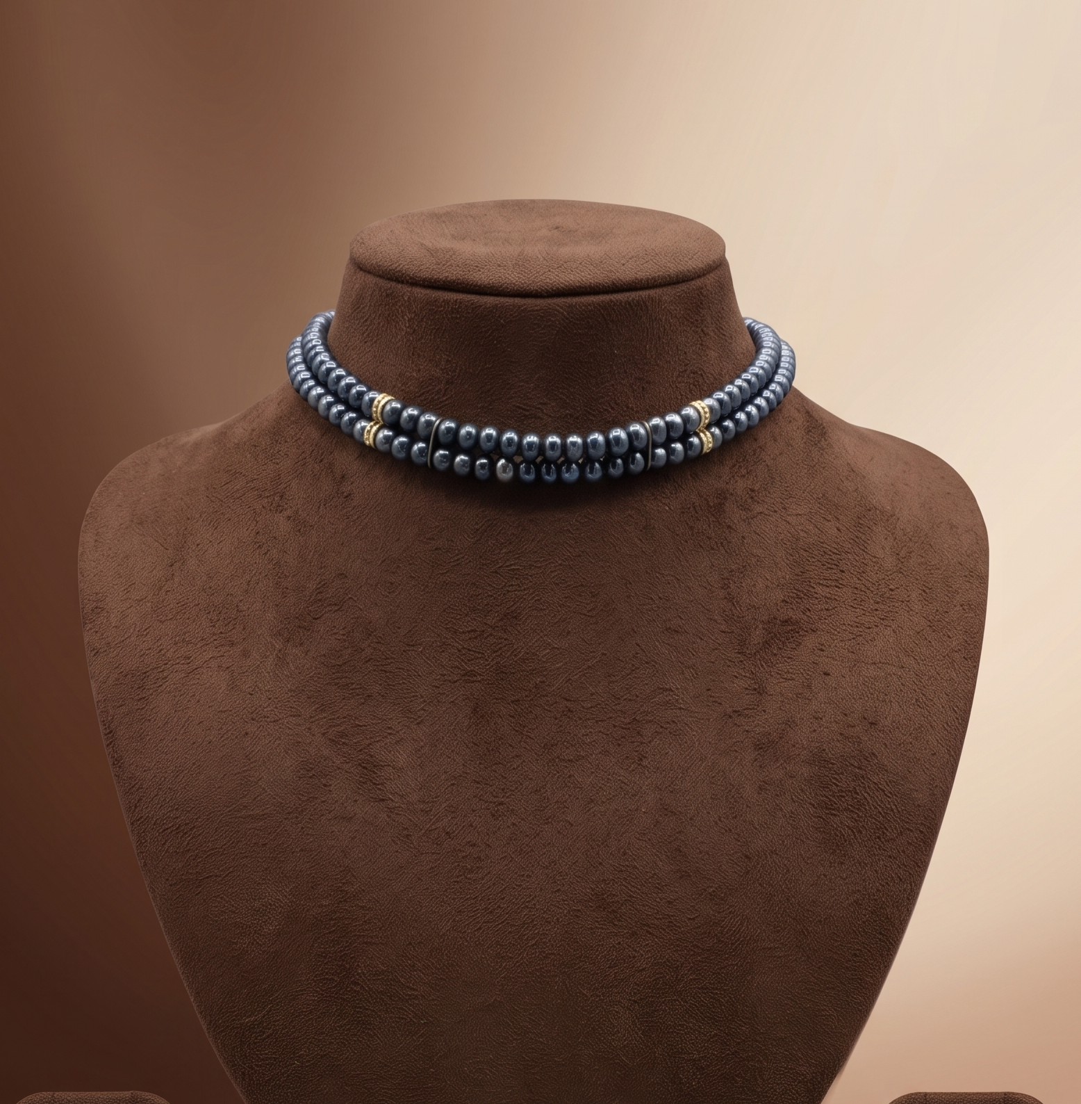 Midnight Elegance Freshwater Pearl 2 Line Choker