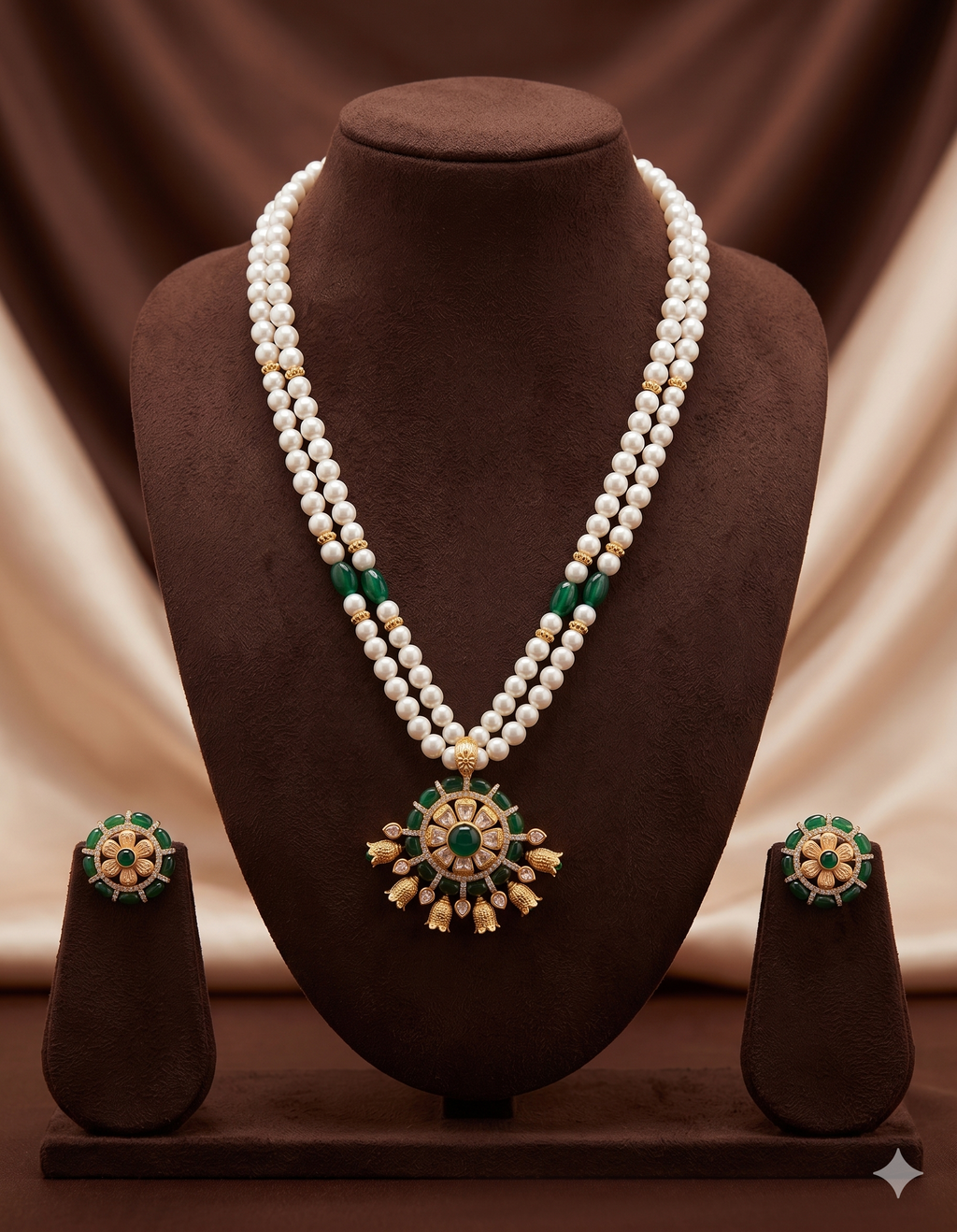 Emerald Heritage Freshwater Pearl Pendant Set