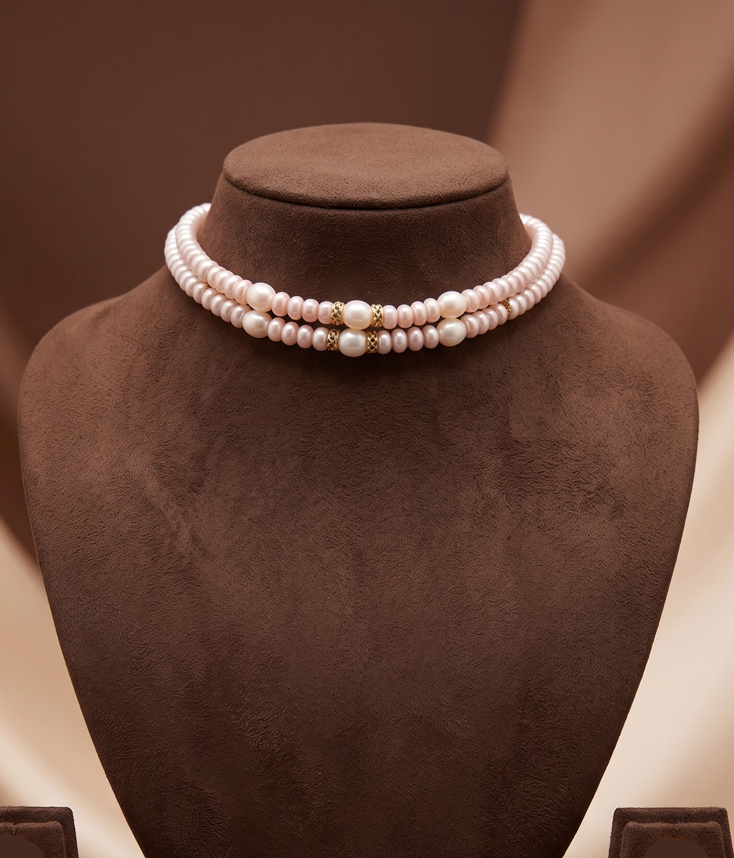Blush Elegance Freshwater Pearl 2 Line Choker