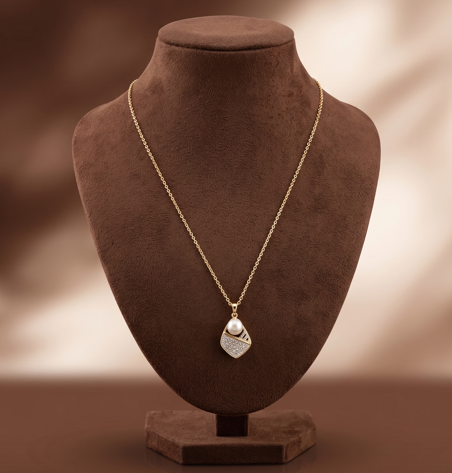 Golden Teardrop Pearl Pendant Chain