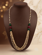 Heritage Ruby-Green Pearl Taar Mala – Multi-Strand Festive Classic