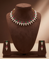 Fresh water pearl Necklace with pink and green stones