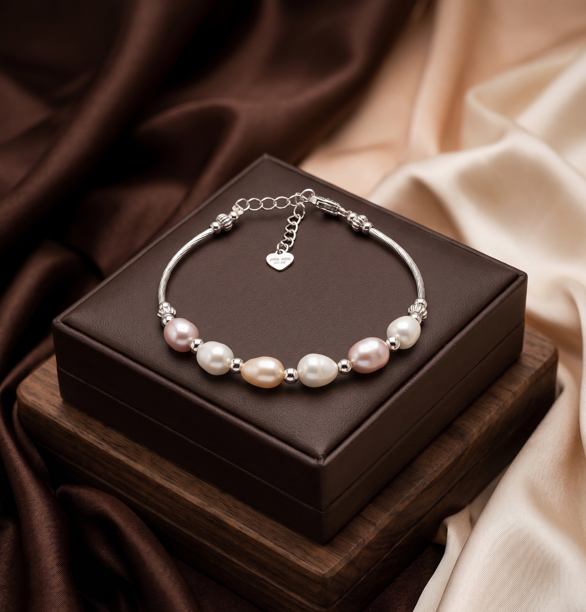 Multicolor Freshwater Pearl & Silver Charm Bracelet
