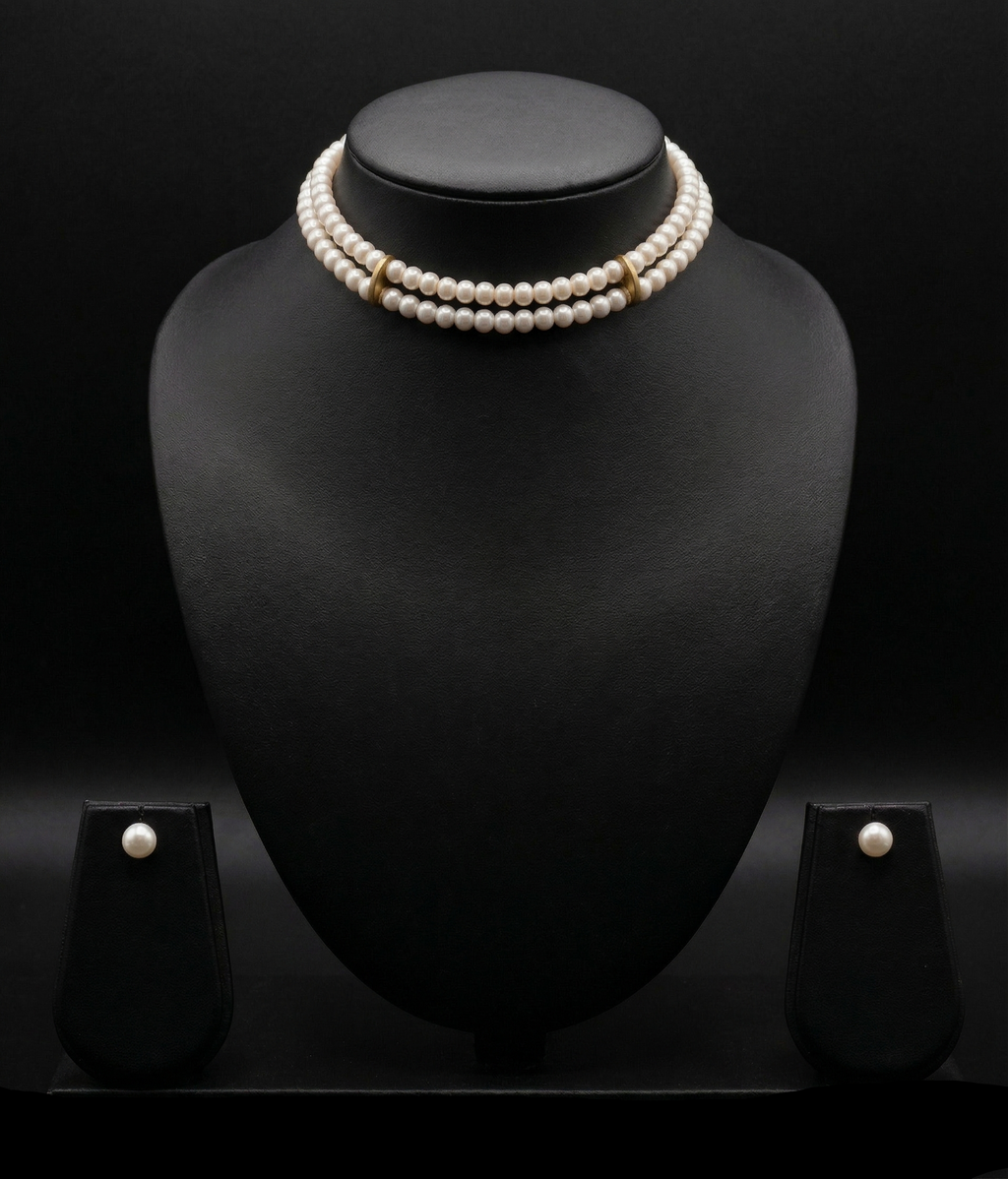 Classic Elegance Double-Strand Pearl Choker Set