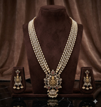 Goddess Lakshmi Multi-Layered Pearl Fancy Pendent Set