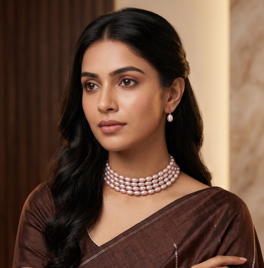 Blush Harmony Multi-Strand Pearl Choker Set