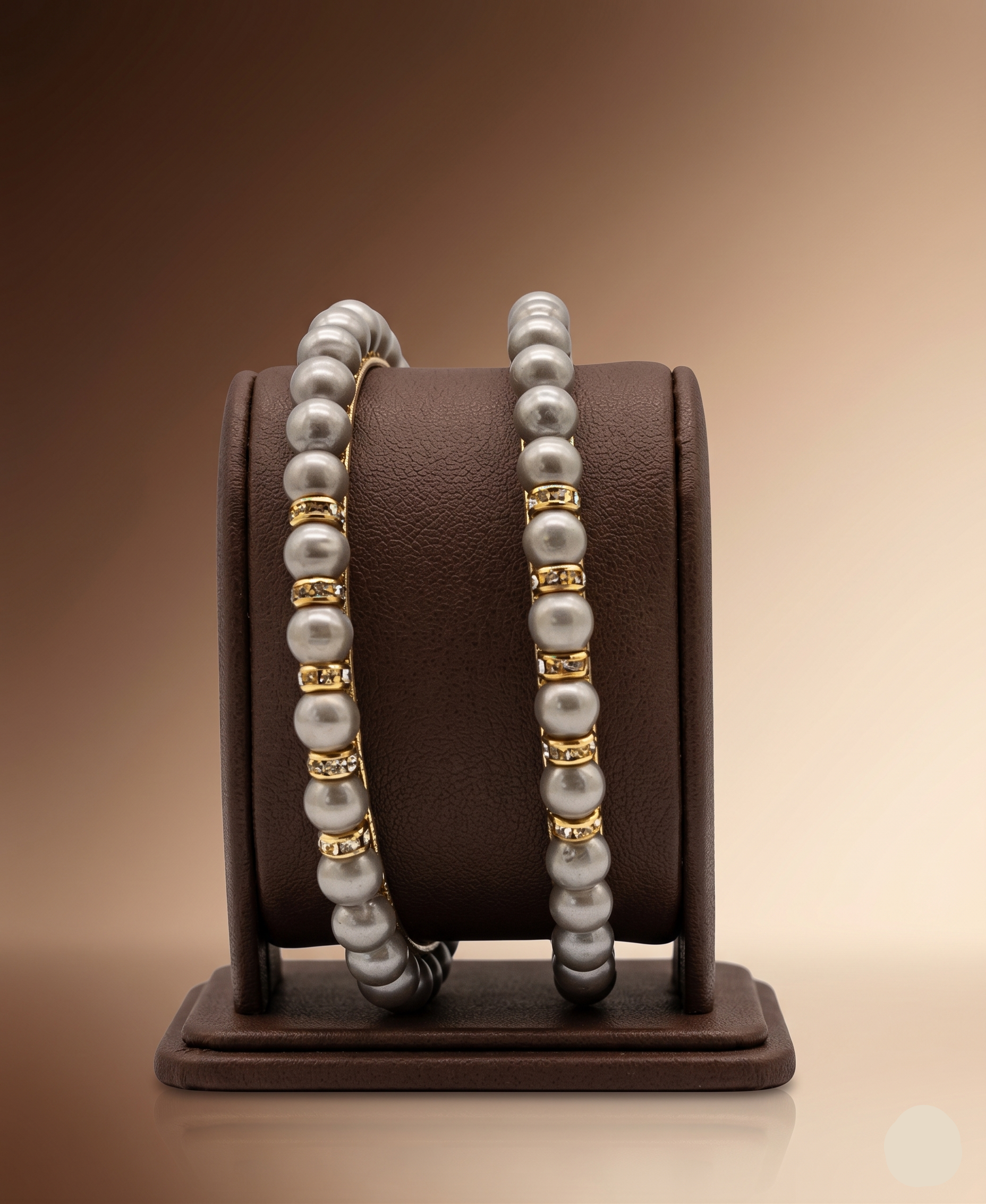 German Silver Pearl Bangle – Elegant Alternating Pattern