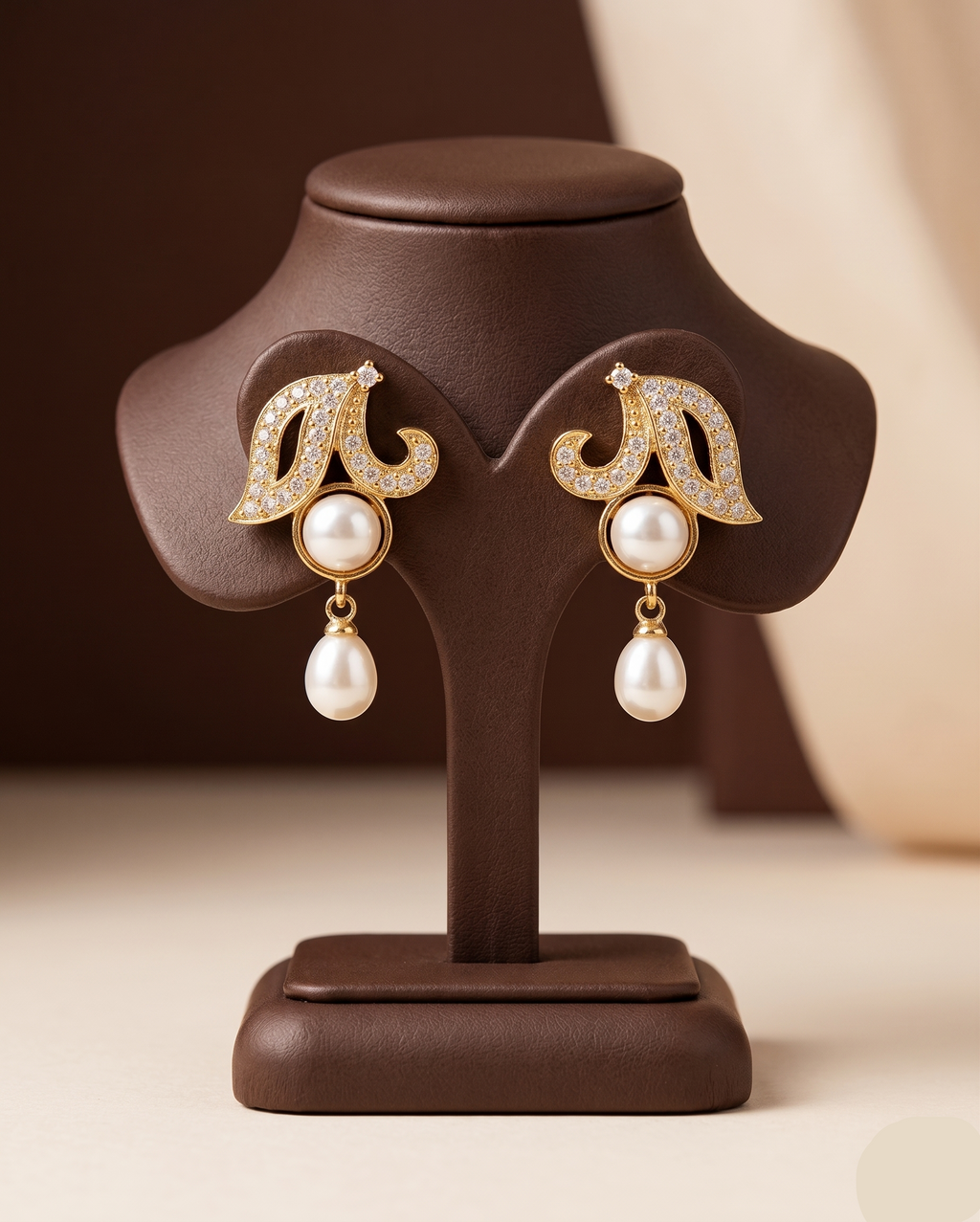 Gold-Plated Pearl CZ Danglers
