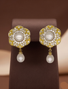 Gold-Toned Floral Pearl Dangle Earrings