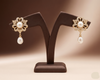 Gold-plated floral pearl drop earrings for women