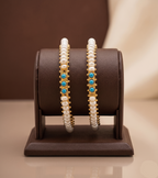  Gold, Blue Pearl Bangle – Colorful Modern Tradition