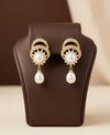  Gold Fan  Pearl Drop Earrings