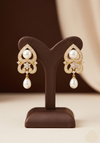 Gold heart pearl drop earrings for women