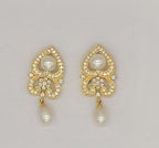 Gold heart pearl drop earrings for women