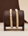 Gold plated pearl bangles textured freshwater pearls ethnic design