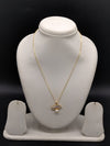 Gold tone fan pearl pendant chain necklace for women
