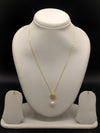 Gold tone floral pearl drop pendant necklace for women