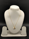 Gold tone heart pearl pendant chain necklace for women