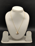 Gold tone heart pearl pendant chain necklace for women