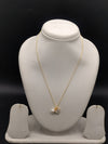 Gold tone heart pearl pendant chain necklace for women