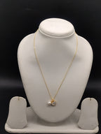 Gold tone heart pearl pendant chain necklace for women