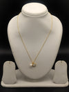 Gold tone pearl charm pendant chain necklace for women