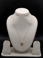 Gold tone pearl medallion pendant chain necklace for women