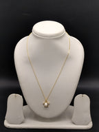 Gold tone star pearl pendant chain necklace for women