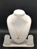Gold tone whale tail pearl pendant necklace for women
