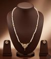 Golden Pearl Harmony One Line Pendant Freshwater Pearl Necklace & Earrings Set