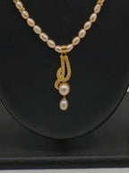 Golden Rhythm freshwater pearls pendant set with gold-toned beads for women