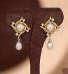  Golden Swirl Pearl Drop Earrings