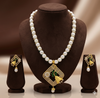 Green Floral Rhombus Pearl Pendant Set