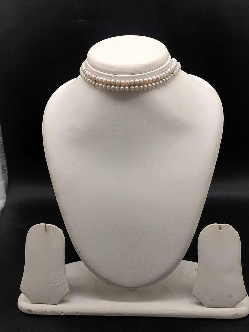 Grey freshwater pearl 2 line choker necklace for women
