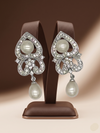 Heart crystal pearl drop earrings for women