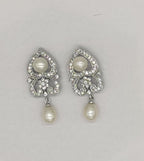 Heart crystal pearl drop earrings for women