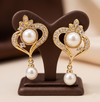 Heart pearl drop earrings for women