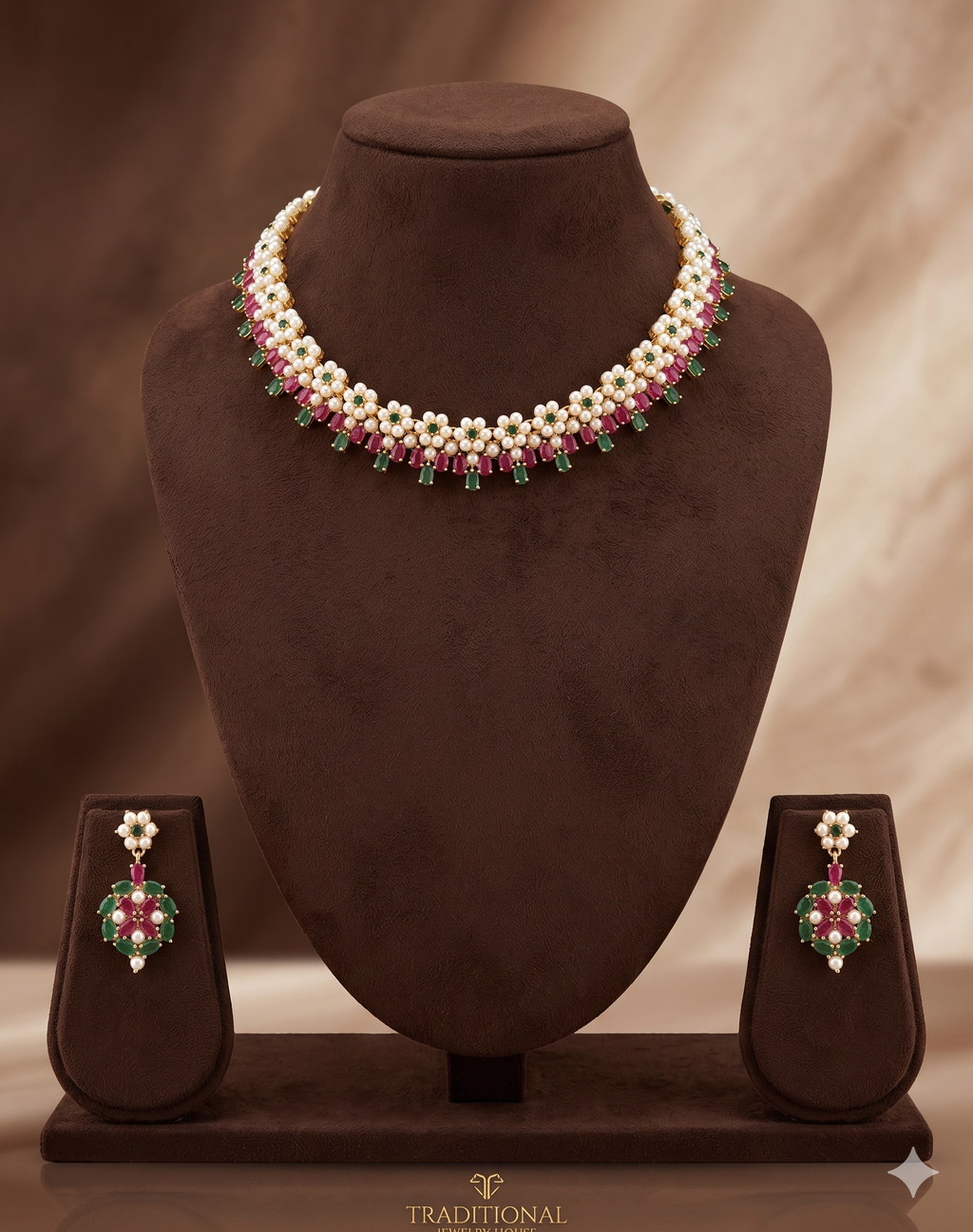 Heritage Pearl designer choker necklace set for women