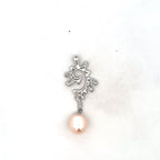 Orangy Red Pearl Pendant in Yellow Gold Tone Metal Filigree