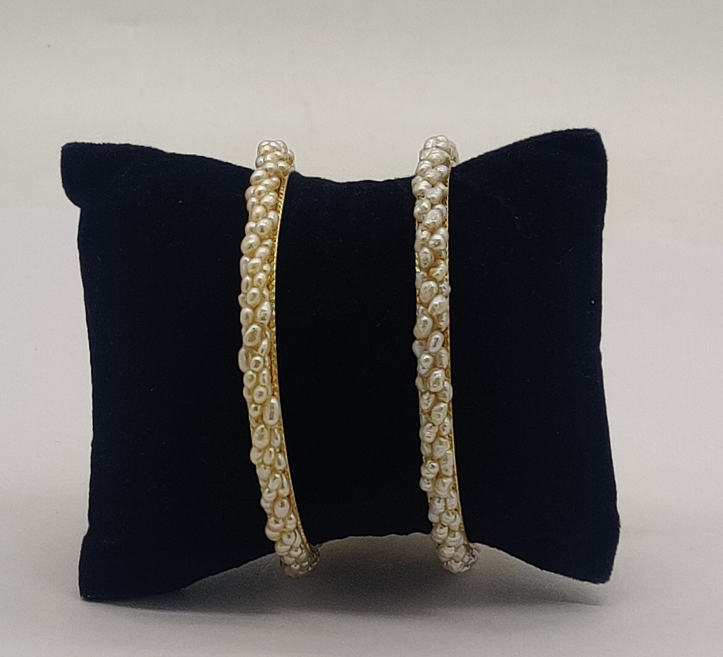  Irregular Pearl Gold Bangles – Textured  Classic