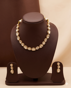 Kundan style AD choker necklace set with matching earrings for women