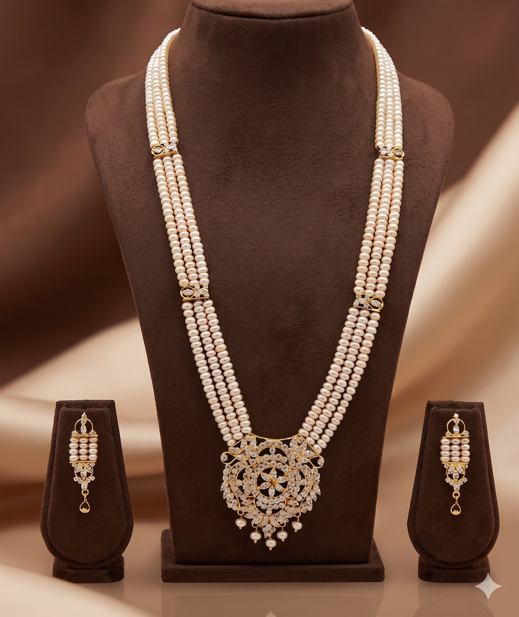 Light Pink Bloom Regal Pearl Pendent Set