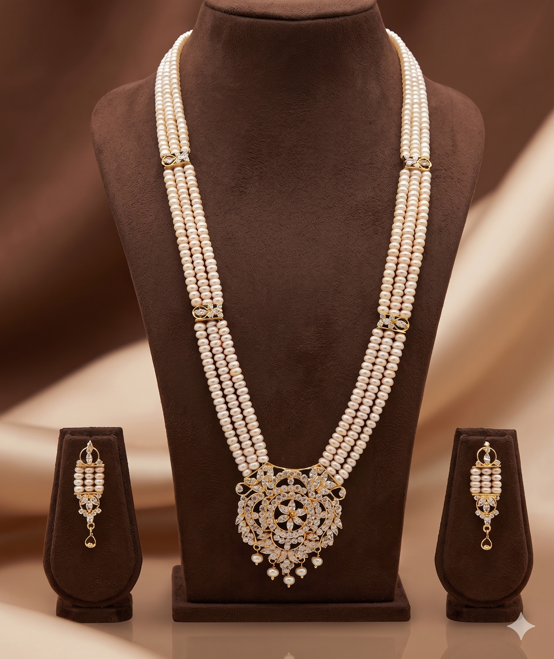 Light Pink Bloom Regal Pearl Pendent Set