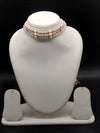 Light pink and white freshwater pearl 3 line choker necklace for women