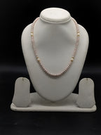 Light pink and white freshwater pearl single line mala necklace for women