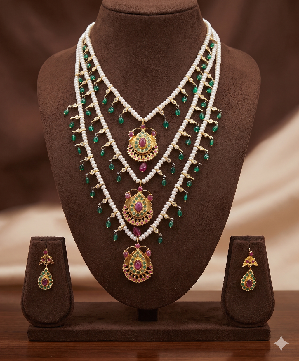 Maharani Grace Temple Freshwater Pearl Pendant Set