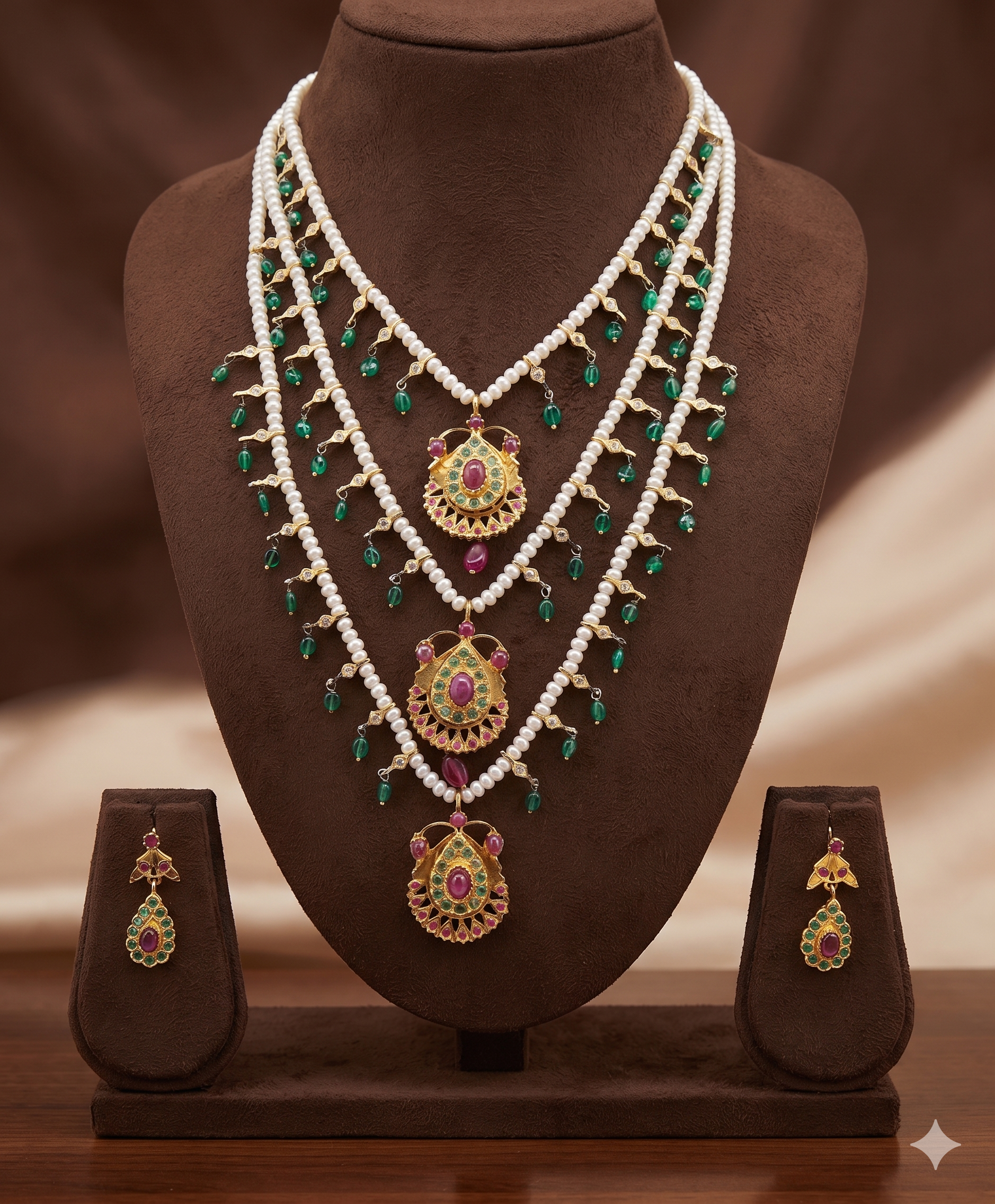 Maharani Grace Temple Freshwater Pearl Pendant Set